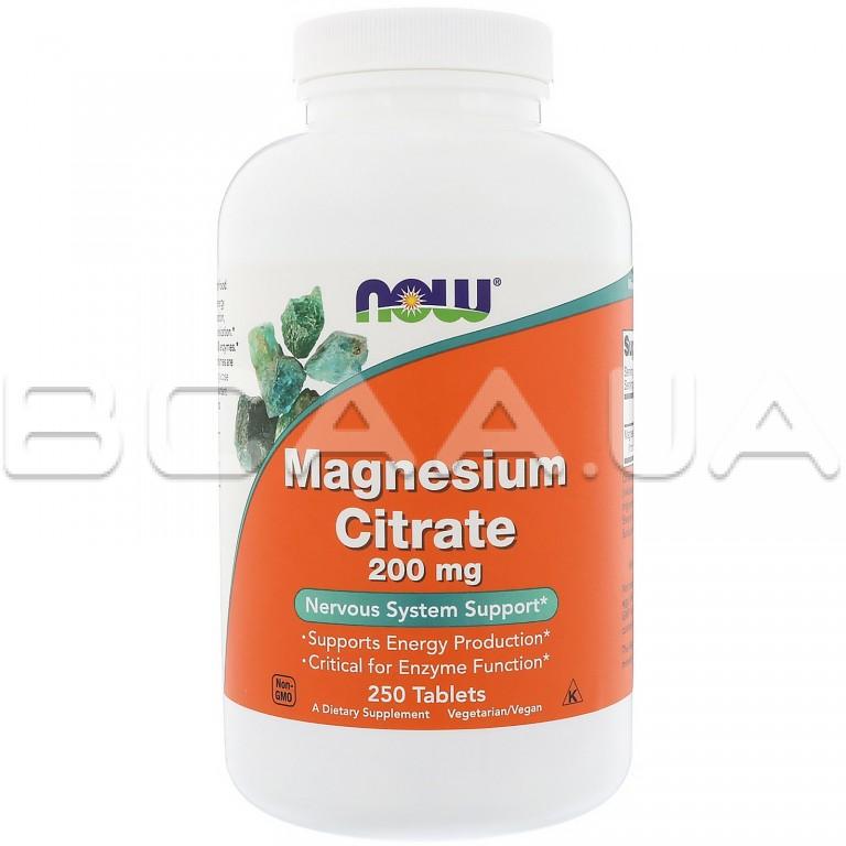 Now Foods Magnesium Citrate цитрат магния 200 mg 250 Tablets Купить