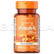 Puritans Pride, Vitamin K (Витамин K) 200 mcg, 100 Tablets