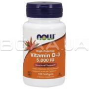 Now Foods, Vitamin D-3 (Вітамін Д) High Potency 5000 IU, 120 Softgels