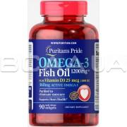 Omega 3 Fish Oil 1200 mg plus Vitamin D3 1000 IU 90 Rapid Release Softgels