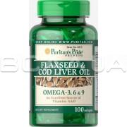 Flaxseed & Cod Liver Oil 1000 mg Omega 3, 6 & 9 100 Softgels