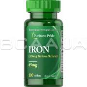Puritans Pride, Iron 65 mg (Ferrous Sulfate 325 mg) 100 Tablets