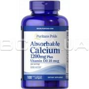 Absorbable Calcium 1200 mg Plus Vitamin D3 25 mcg 100 Rapid Release Softgels