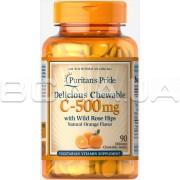 Vitamin C-500 mg with Wild Rose Hips 90 Delicious Chewable Tablets