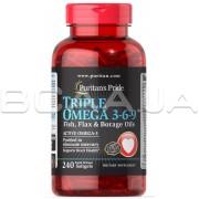 Triple Omega 3-6-9 Fish, Flax & Borage Oils 240 Rapid Release Softgels