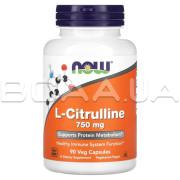 Now Foods, L-Citrulline 750 mg, 90 Veg Capsules