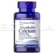 Absorbable Calcium 600 mg plus Magnesium 300 mg & Vitamin D 1000 iu 60 Rapid Release Softgels