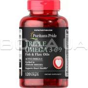 Triple Omega 3-6-9 Fish & Flax Oils 120 Rapid Release Softgels