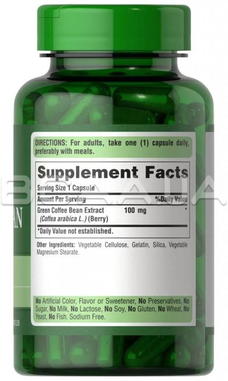 Puritan's Pride Green Coffee Bean Extract 100 mg 60 Сapsules Купить ...