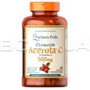 Puritans Pride, Chewable Acerola C (Ацерола) 500 mg, 60 Delicious Chewable Wafers