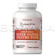 Puritans Pride, Chewable Super Papaya Enzyme Plus 180 Delicious Chewable Wafers