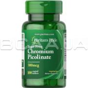 Puritans Pride, Chromium Picolinate 500 mcg, Yeast Free (Бездрожжевой Пиколинат Хрома), 100 Coated Tablets