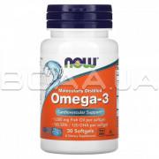 Now Foods, Omega-3, Molecularly Distilled (Молекулярно Дистиллированные Омега-3), 30 Softgels