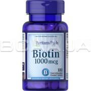 Puritans Pride, Biotin (Биотин) 1000 mcg, 100 Coated Tablets