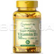 Puritans Pride, Vitamin D3 (Витамин Д) 50 mcg (2,000 IU), 200 Rapid Release Liquid Softgels