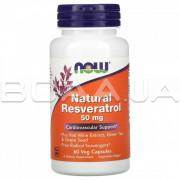 Now Foods, Natural Resveratrol (Ресвератрол), 50 mg, 60 Veg Capsules