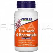 Now Foods, Turmeric & Bromelain (Куркума и Бромелайн), 90 Veg Capsules