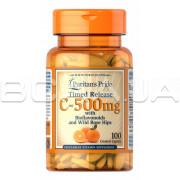 Puritans Pride, Vitamin C-500 mg with Bioflavonoids & Rose Hips, Timed Release, 100 Coated Caplets