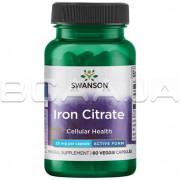 Swanson, Iron Citrate, Active Form, 60 Veggie Capsules