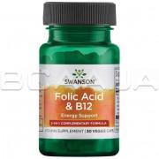 Swanson, Folic Acid & B12, 30 Veggie Capsules