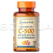 Puritans Pride, Vitamin C-500 with Wild Rose Hips plus Echinacea, 100 Coated Caplets