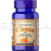 Puritans Pride, Vitamin C-500 mg with Bioflavonoids and Wild Rose Hips, 30 Coated Caplets