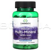 Swanson, Albion Multi-Mineral With Iron, 120 Capsules