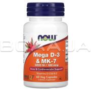 Now Foods, Mega D-3 & MK-7, 180 mcg (5,000 IU), 60 Veg Capsules