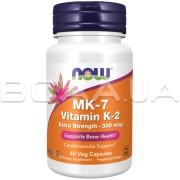 Now Foods, MK-7 Vitamin K-2, Extra Strength 300 mcg, 60 Veg Capsules