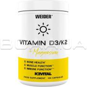Weider, Vitamin D3/K2 + Magnesium, 120 Capsules