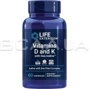 Life Extension, Vitamins D and K with Sea-Iodine, 60 Capsules