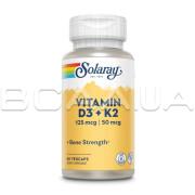 Solaray, Vitamin D3 + K2, 60 VegCaps