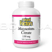 Natural Factors, Magnesium Citrate 150 mg, 180 Capsules
