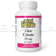 Natural Factors, Zinc Citrate 50 mg, 90 Tablets