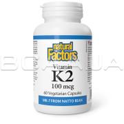 Natural Factors, Vitamin K2 100 mcg, 60 Vegetarian Capsules