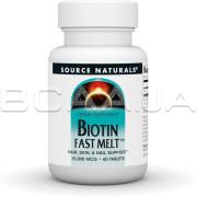 Source Naturals, Biotin Fast Melt 10,000 mcg, 60 Tablets