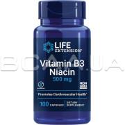 Life Extension, Vitamin B3 Niacin 500 mg, 100 Capsules