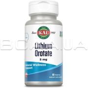 KAL, Lithium Orotate 5 mg, 60 VegCaps