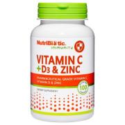 NutriBiotic, Immunity, Vitamin C + D3 & Zinc, 100 Capsules