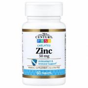 21st Century, Chelated Zinc 50 mg, 60 Tablets