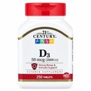 21st Century, Vitamin D3 50 mcg (2000 IU), 250 Tablets